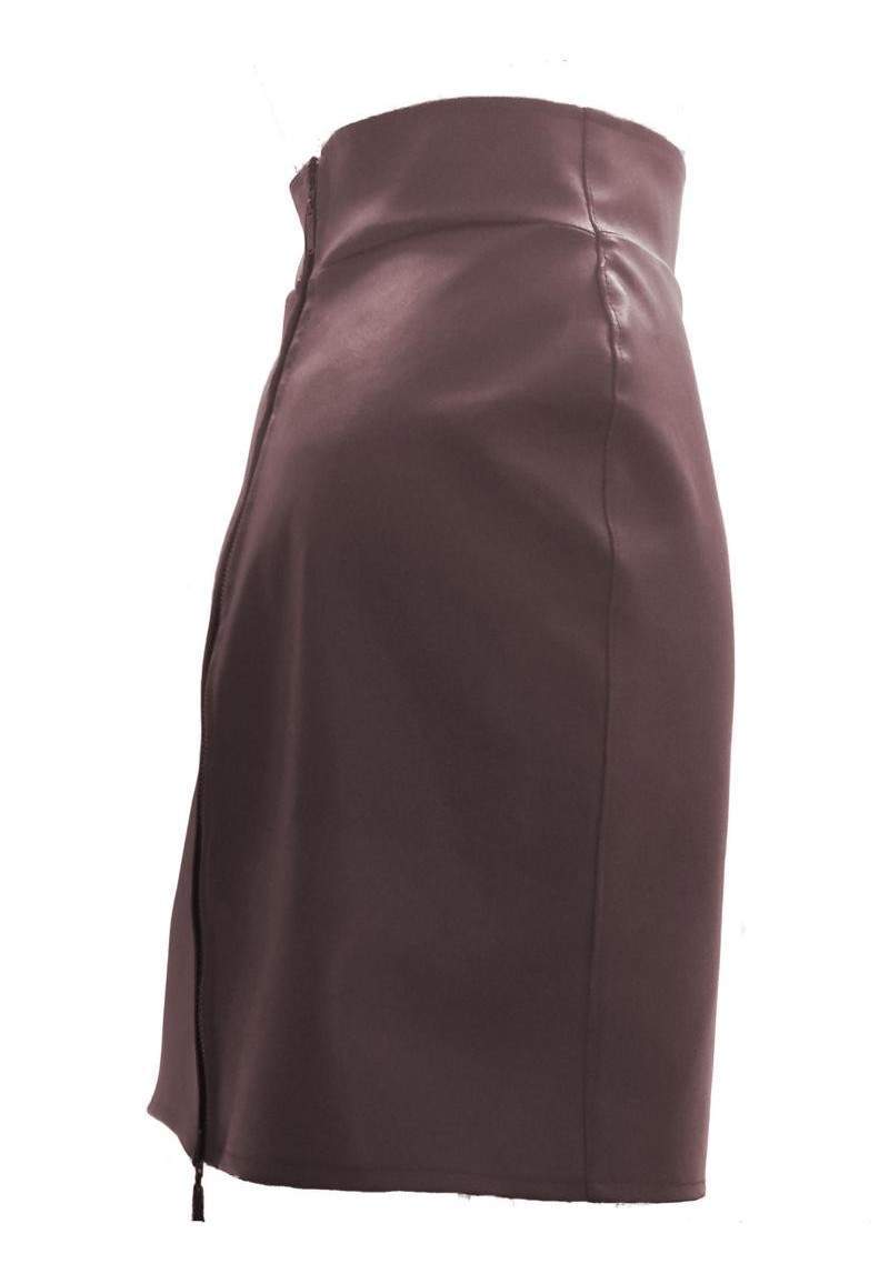 Wine red faux leather skirt made in Germany -