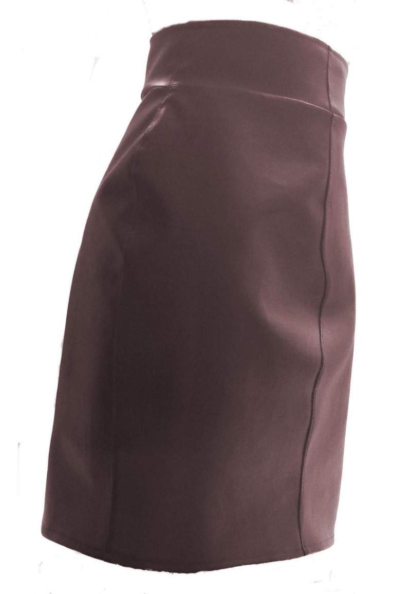 Wine red faux leather skirt made in Germany -