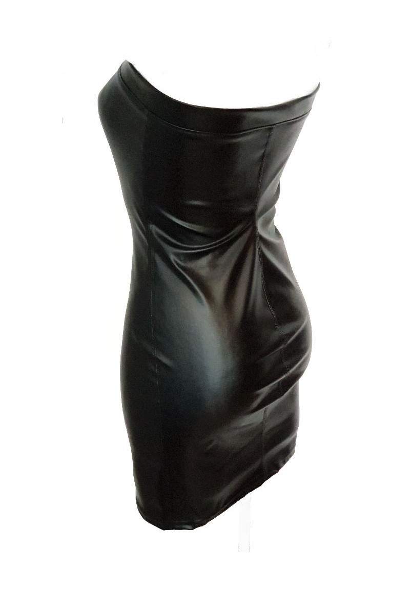 Black faux leather dress regular size produced in Germany -