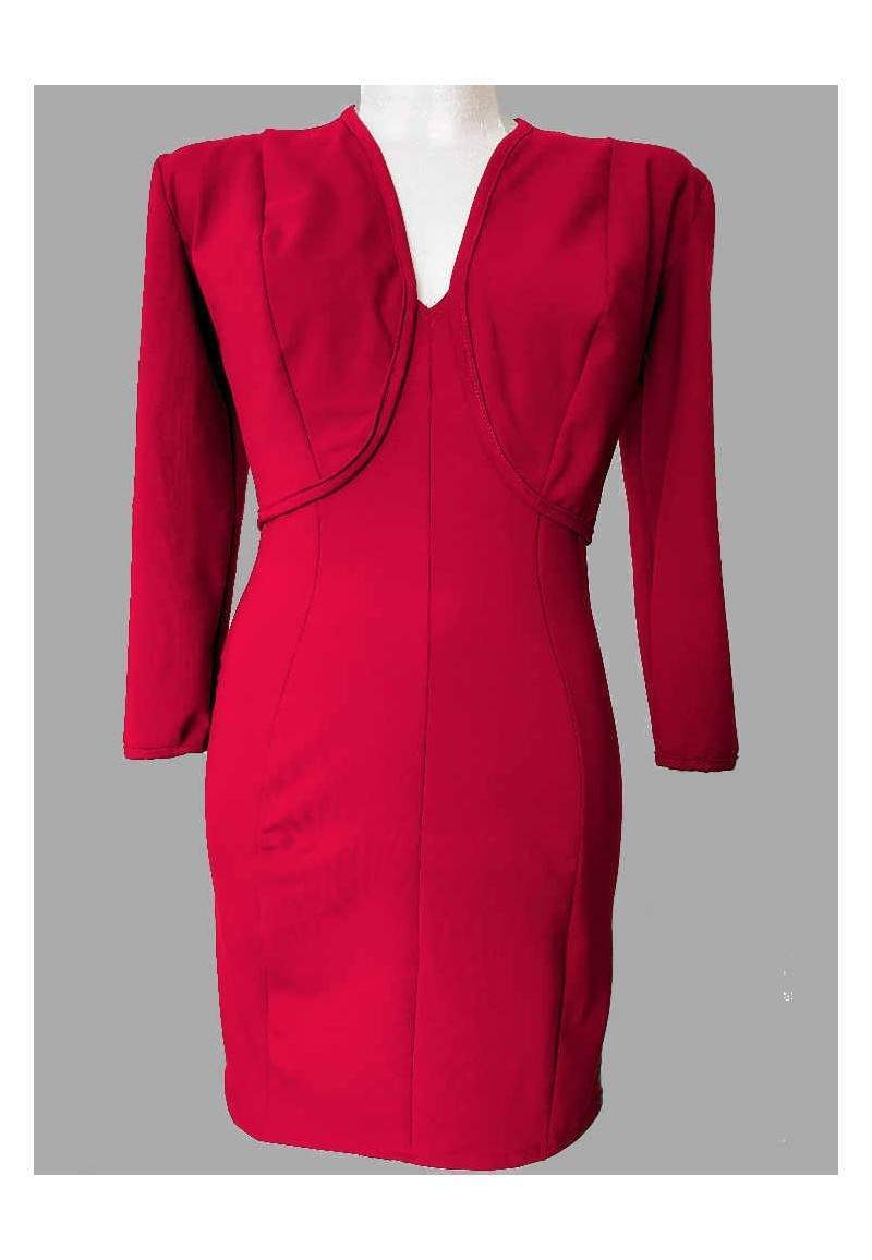 Red short jacket and shift dress made of cotton in Germany -