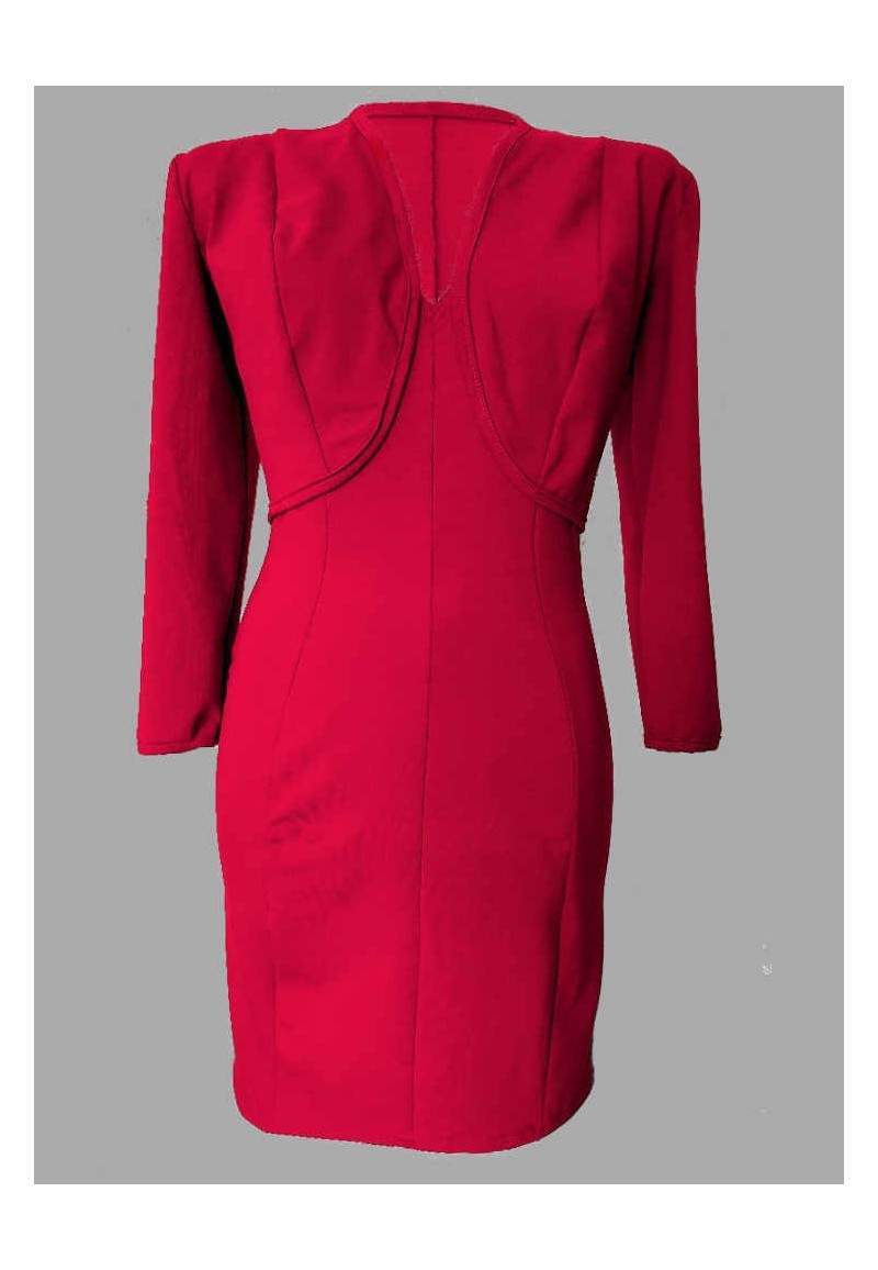 Red short jacket and shift dress made of cotton in Germany -