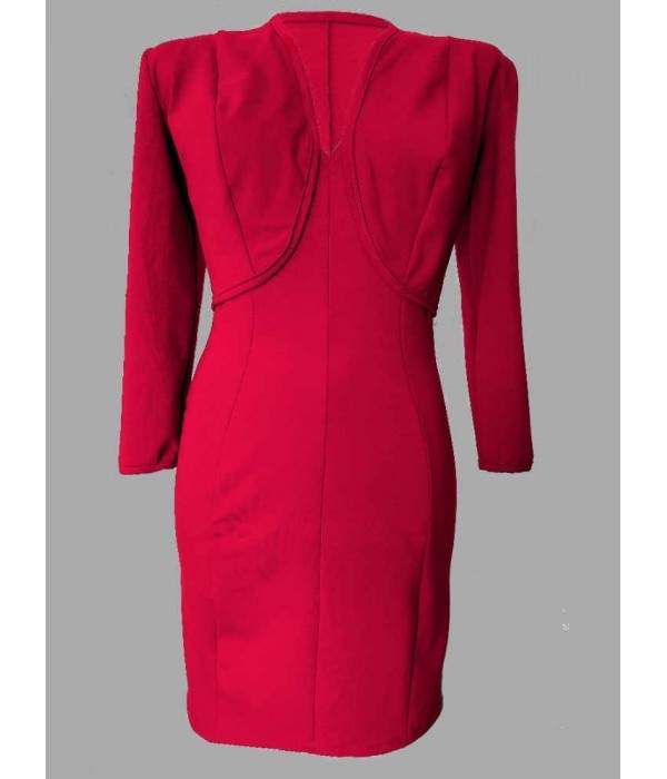 Dos piezas rojo chaqueta corta y vestido de cóctel algodón stretch Tallas 34 - 52 Alemán a medida