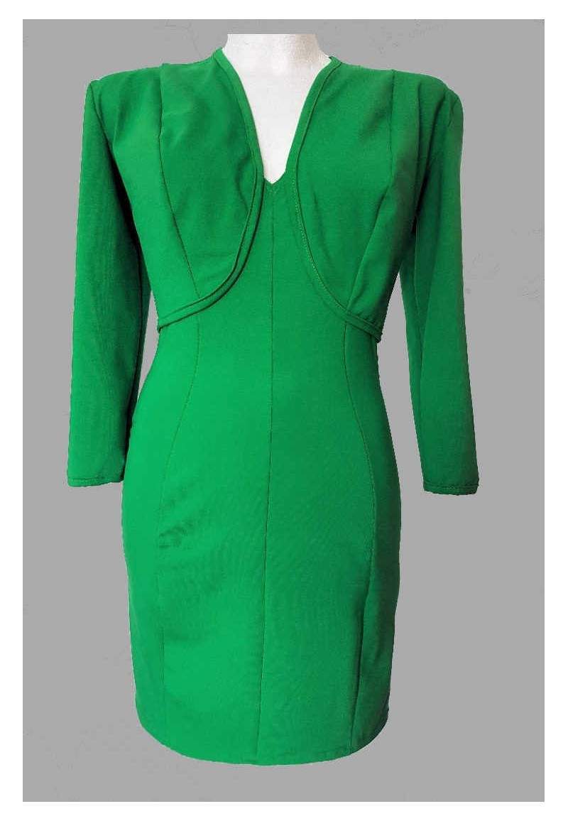 green two-piece costume consisting of short jacket and cocktail dress cotton ... -