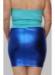 Look de cuero tallas 44 - 52 minifalda wetlook azul efecto metálico - Jetzt noch mehr sparen
