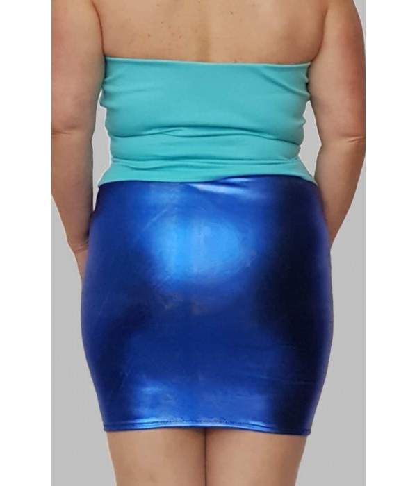 Look de cuero tallas 44 - 52 minifalda wetlook azul efecto metálico - Jetzt noch mehr sparen