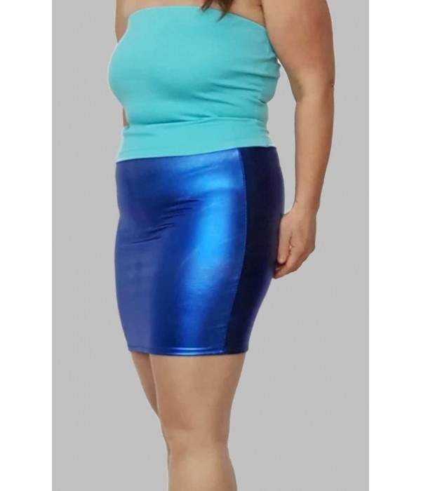 bargain Leather look big size blue wetlook mini skirt - Jetzt noch mehr sparen