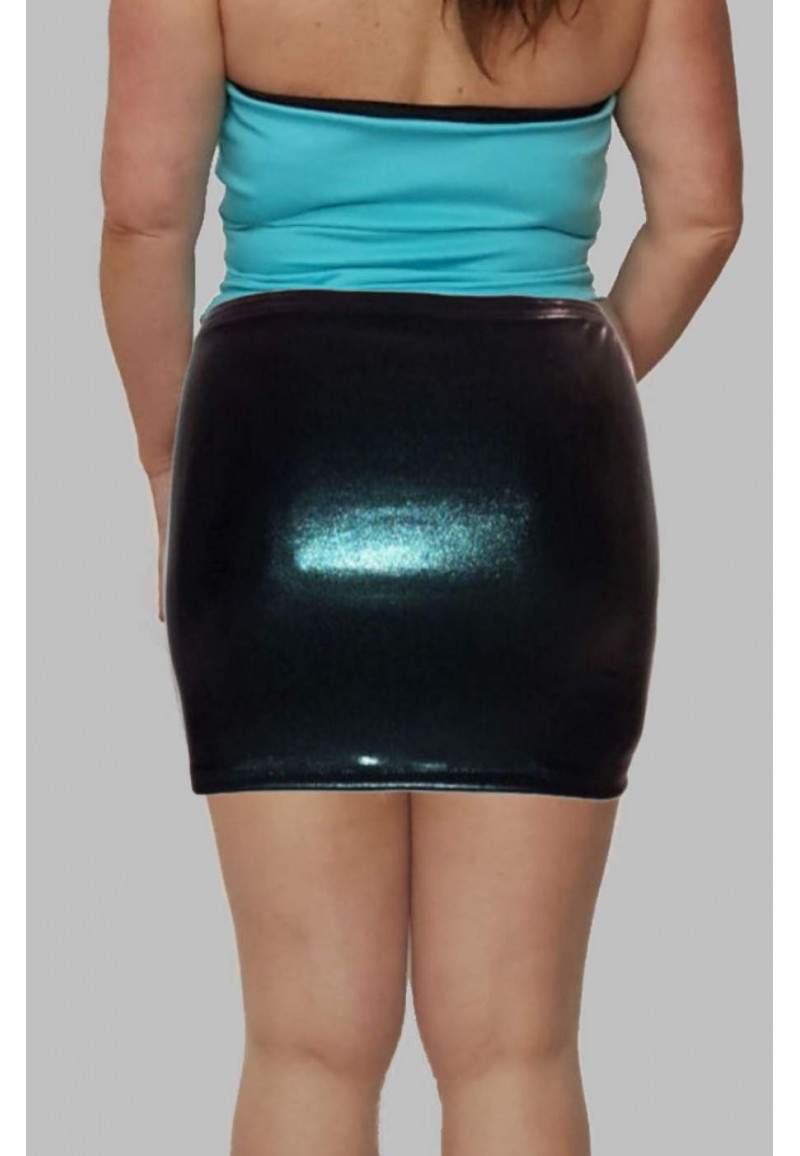 Minifalda negra oversize de efecto mojado Haga su pedido online a b... - 