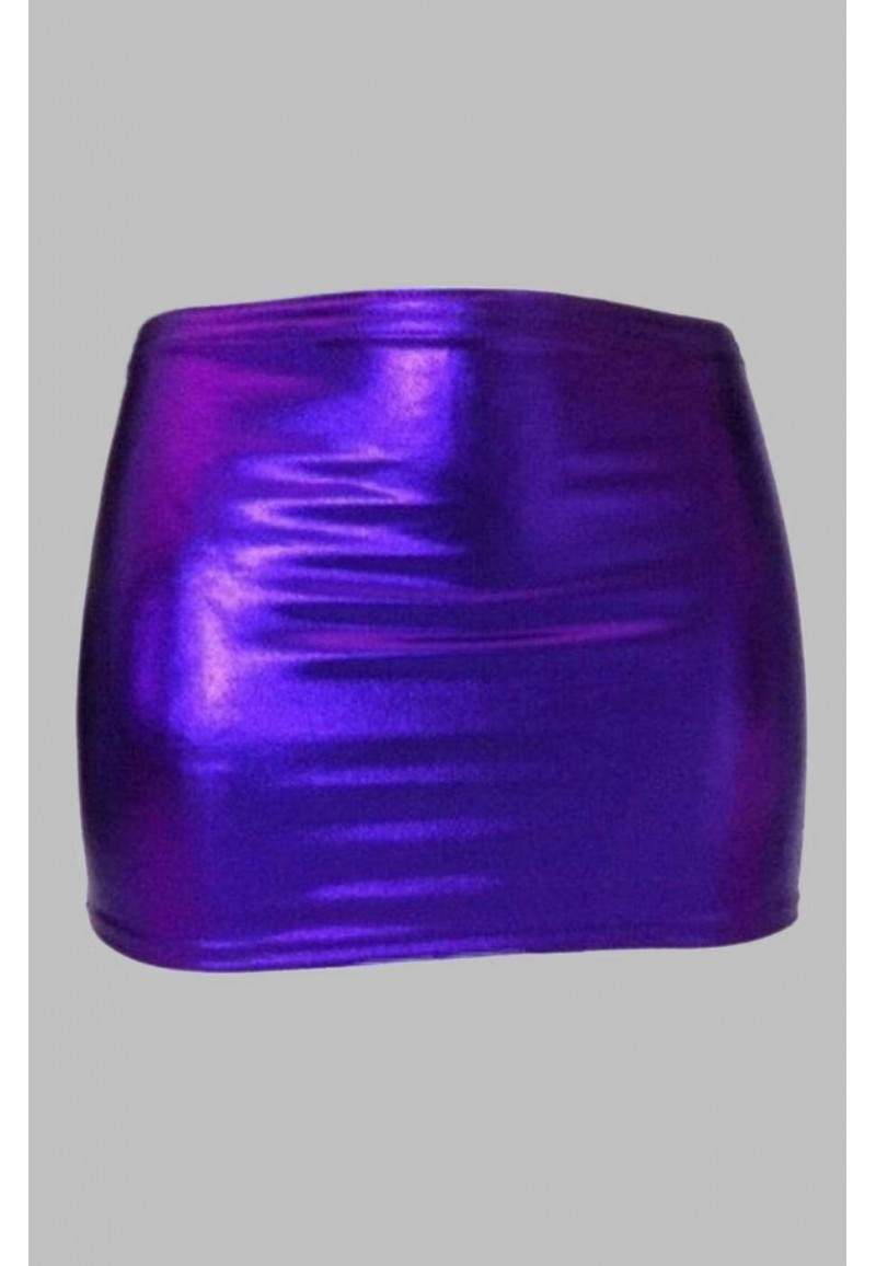 Wetlook mini skirt purple plus size made in Germany -