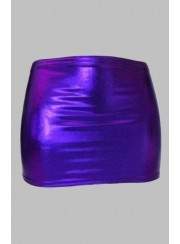 bargain Sizes 44 - 52 Gogo Wetlook Mini Skirt Purple Metal Effect - Jetzt noch mehr sparen