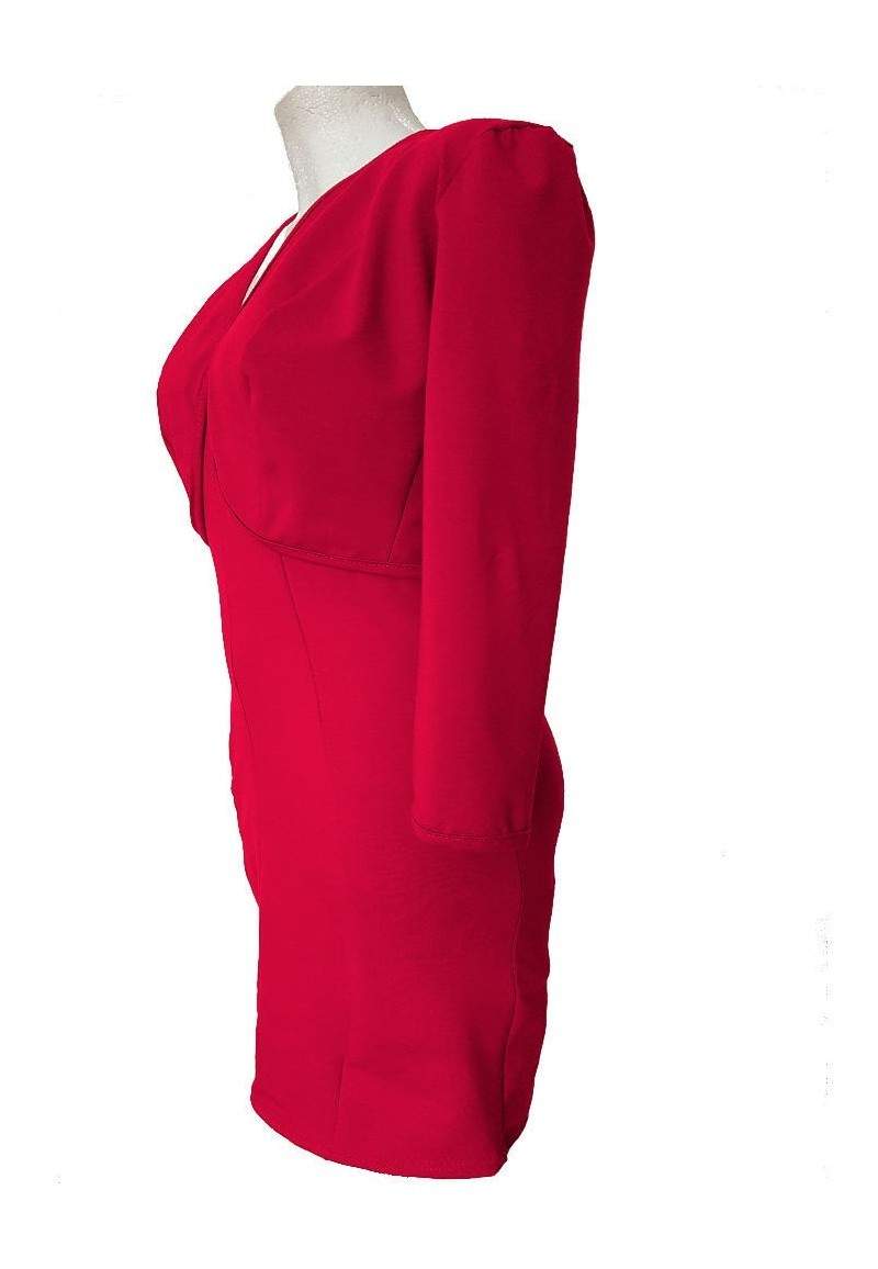 Dos piezas rojo chaqueta corta y vestido de cóctel algodón stretch ... - 