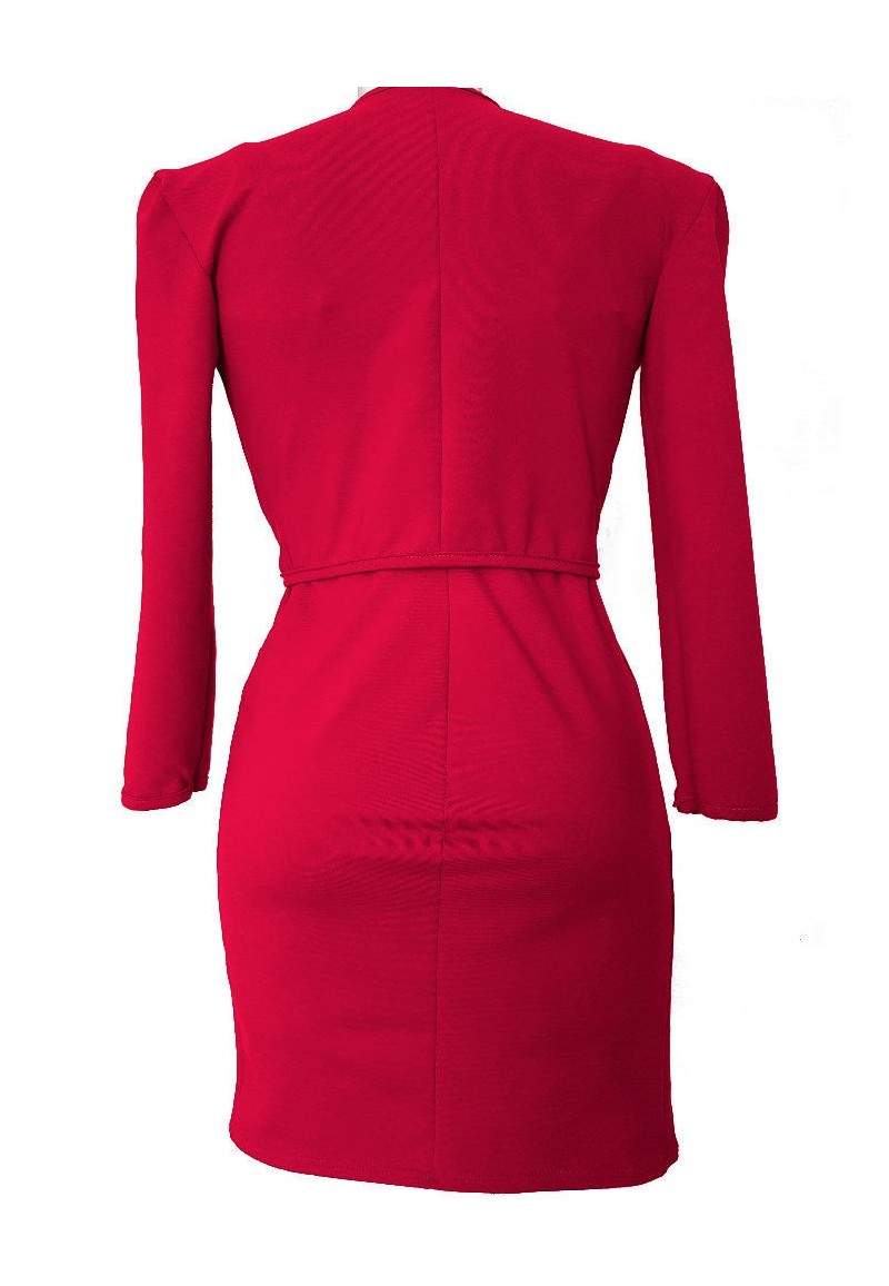 Dos piezas rojo chaqueta corta y vestido de cóctel algodón stretch ... - 