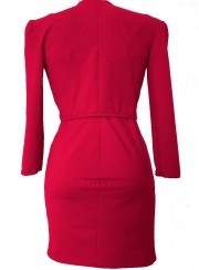 red two-piece in short jacket and cocktail dress cotton stretch siz... - 