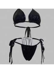 Bargain 5% off halter triangle bikini black online be... - Save even more now