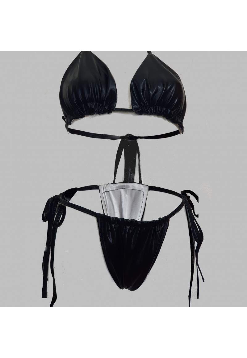 Black halterneck triangle bikini made in Germany -