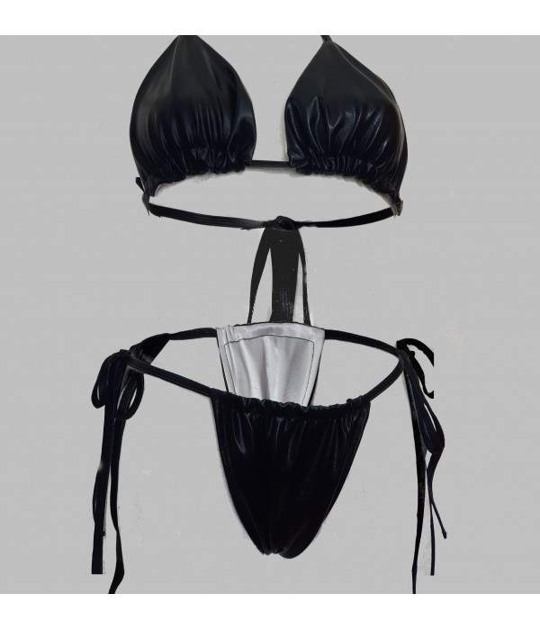 Bargain 5% off halter triangle bikini black online be... - Save even more now