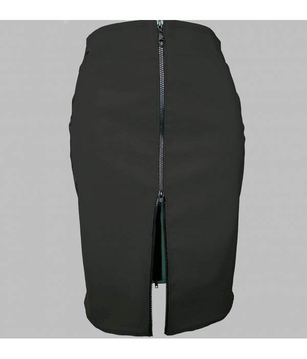 Black leather skirt faux leather 2 double zipper Gr, 32-52