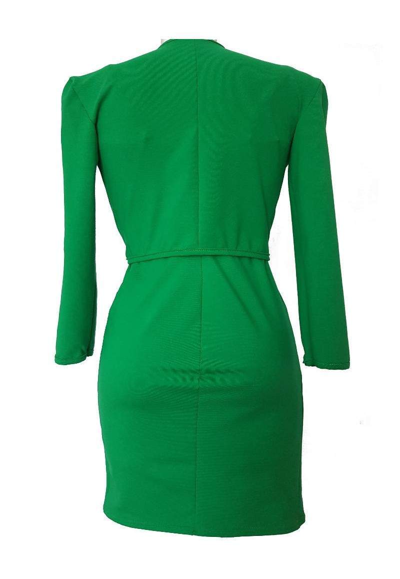 green two-piece costume consisting of short jacket and cocktail dress cotton ... -