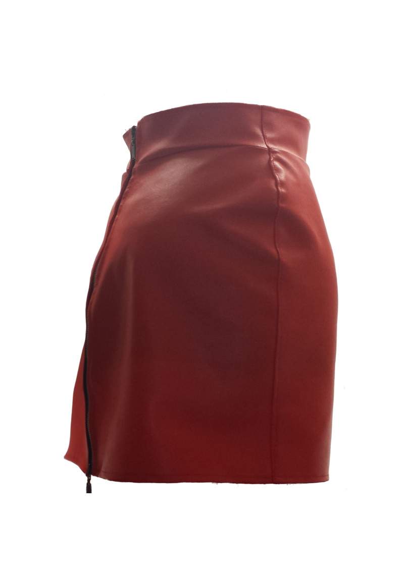 Falda de cuero de imitación rojo muy suave Haga su pedido online a ... - 