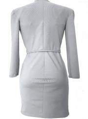 Chaqueta corta blanca y vestido de cóctel de algodón elástico - 