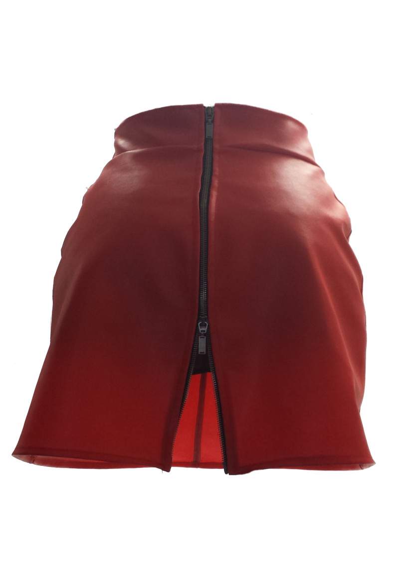 Red faux leather skirt up to 4XL produced in Germany -