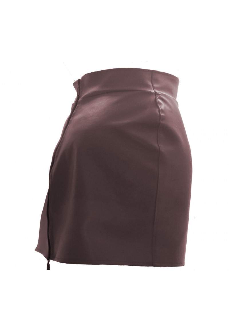 Wine red faux leather skirt up to 4XL produced in Germany -