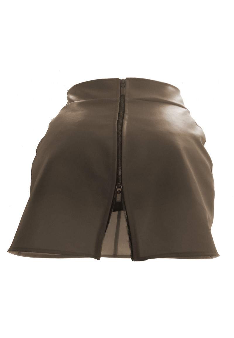 Brown faux leather skirt up to 4XL produced in Germany -