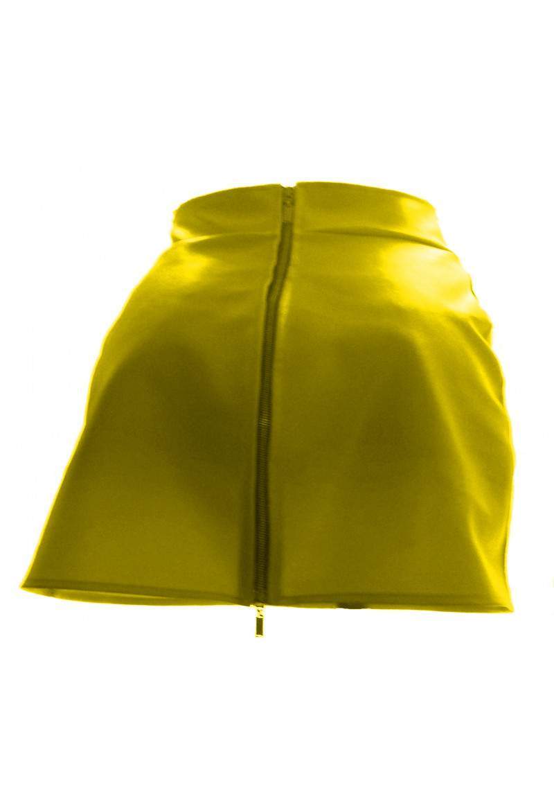 Yellow faux leather skirt up to 4XL produced in Germany -