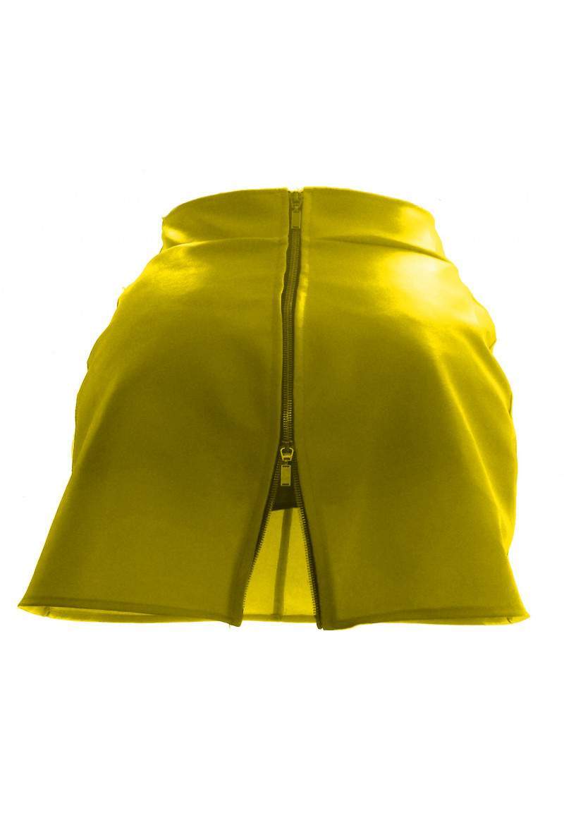 Yellow faux leather skirt up to 4XL produced in Germany -