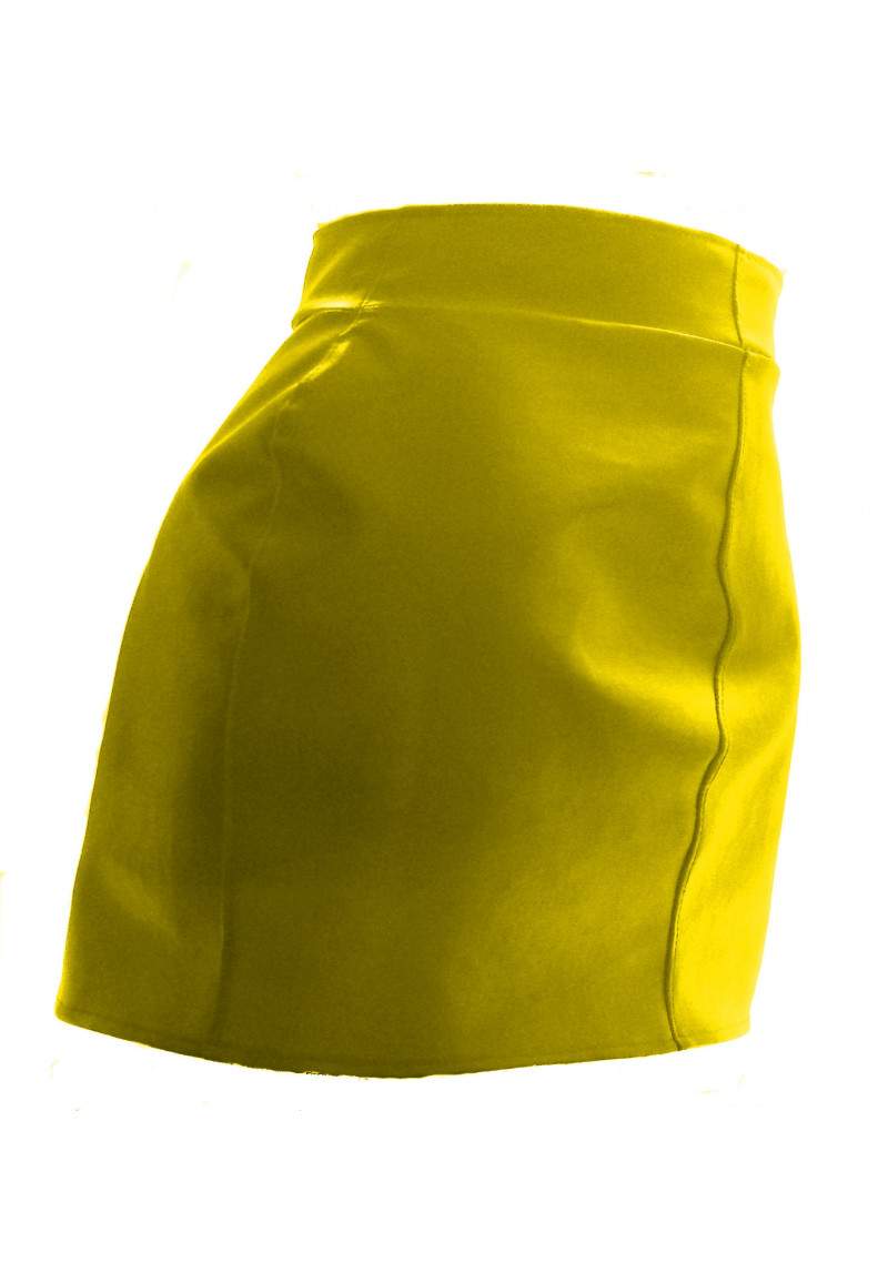 Yellow faux leather skirt up to 4XL produced in Germany -