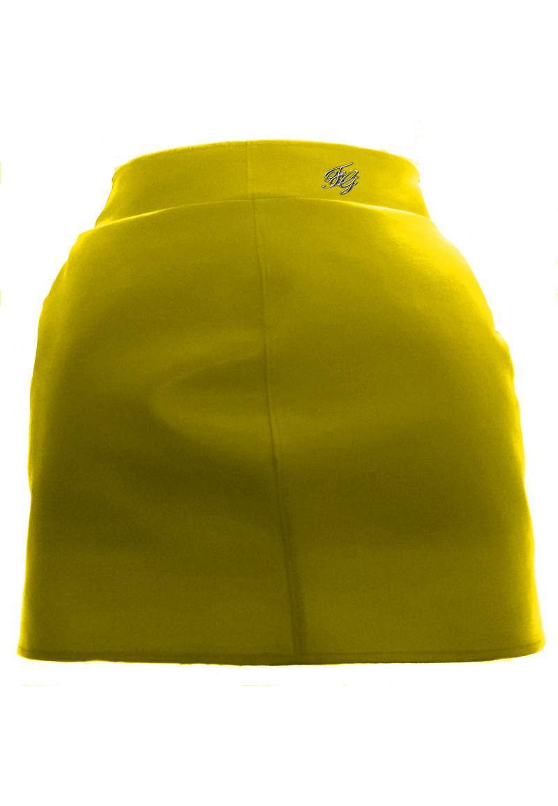 Yellow faux leather skirt up to 4XL produced in Germany -