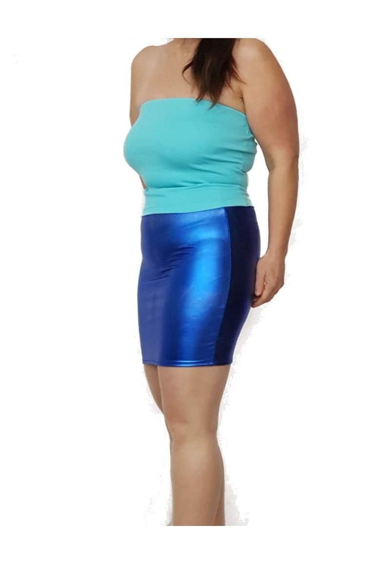 blue wetlook skirt elastic produced in Germany -