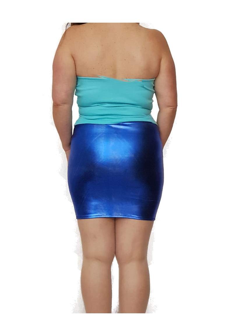 blue wetlook skirt elastic produced in Germany -