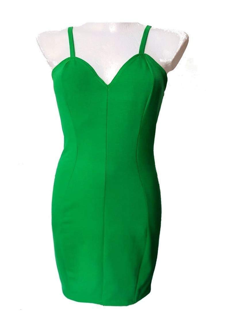 Green stretch cotton strap dress made in Germany -