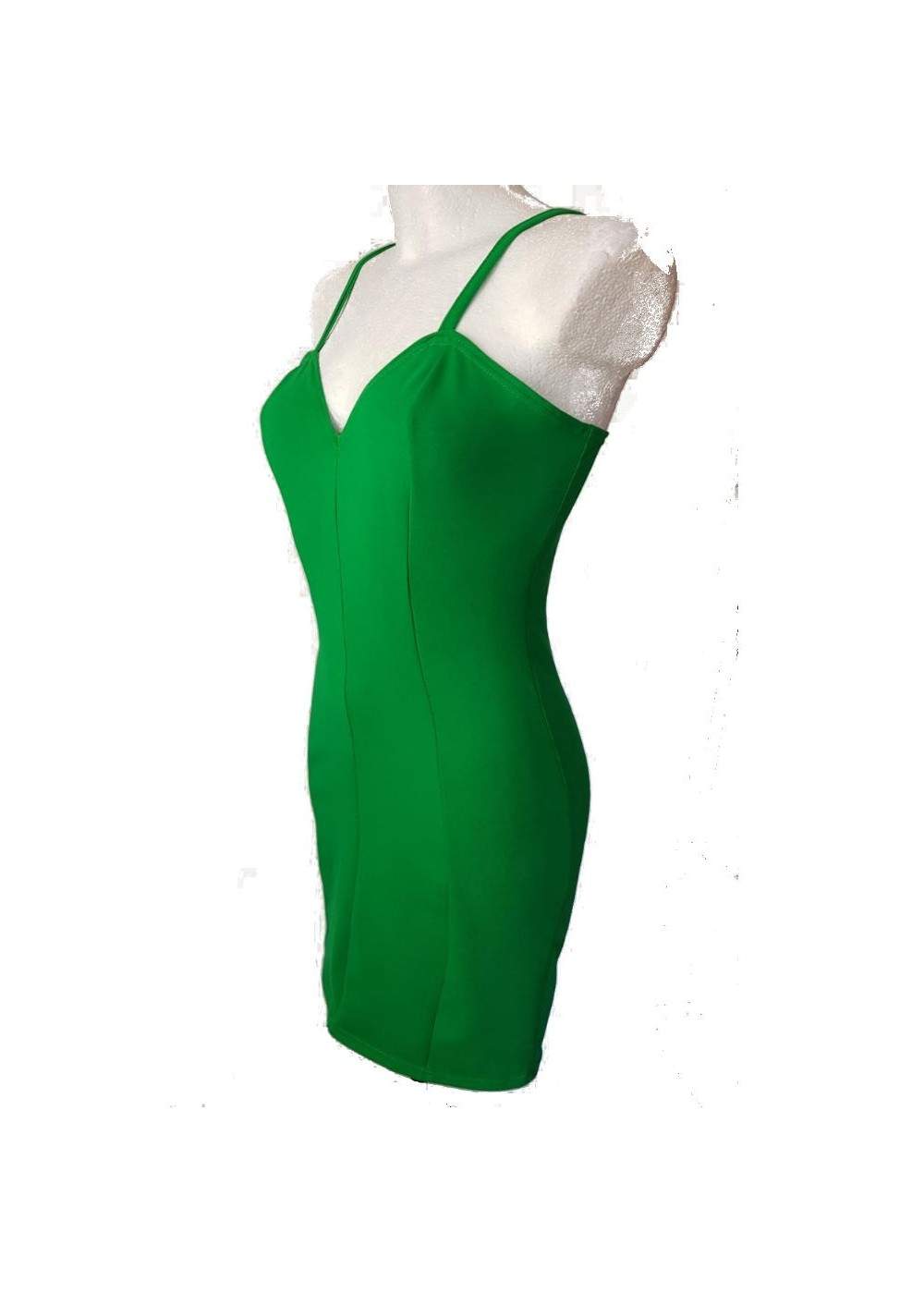 Vestido de tirantes de algodón elástico verde Talla