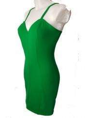Green Stretch Cotton Strap Dress Size - 