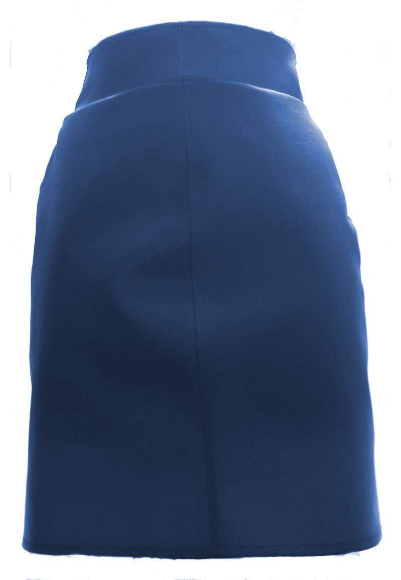 Leather skirt Blue lined with double zipper - 