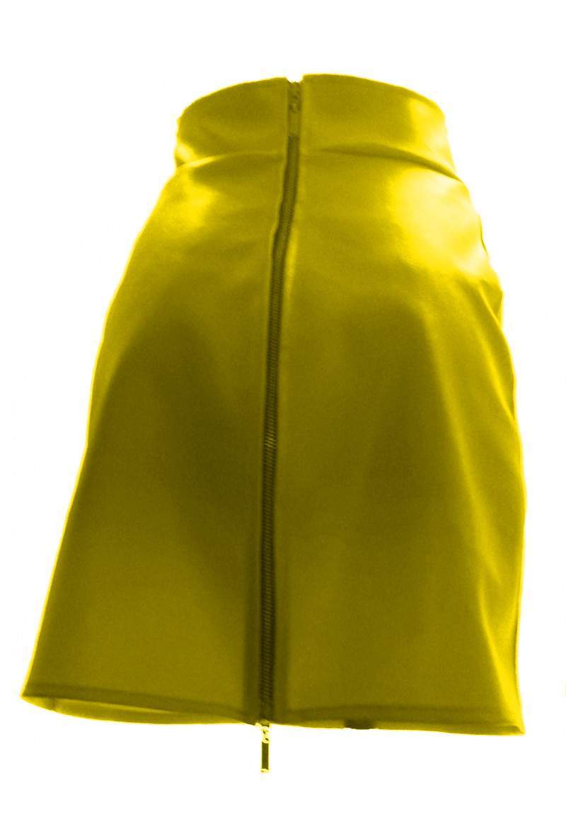 Yellow faux leather skirt produced in Germany -