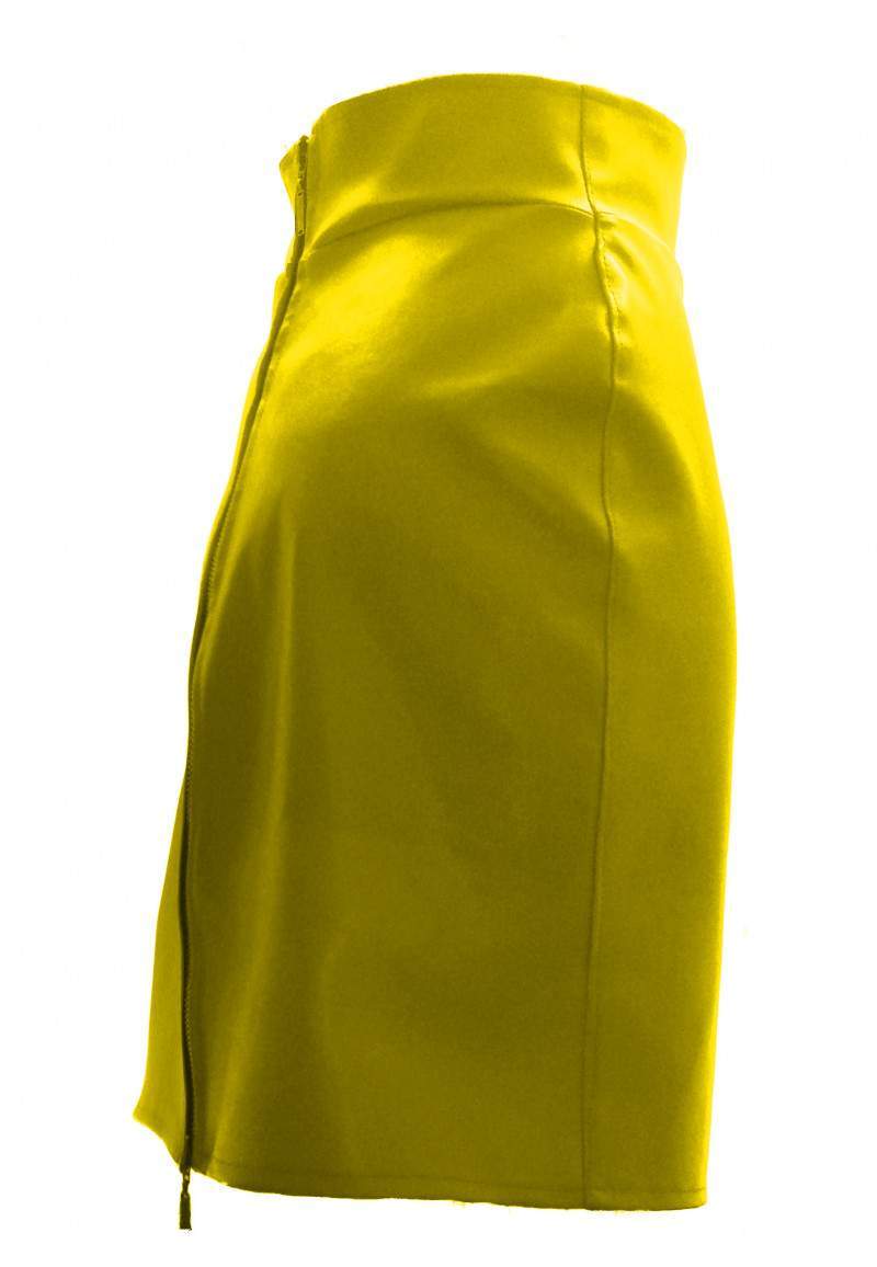 Yellow faux leather skirt produced in Germany -