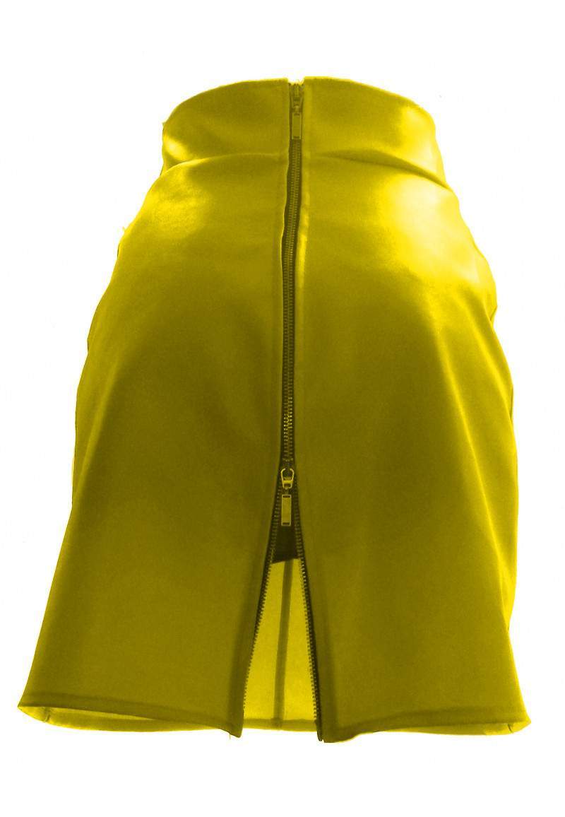 Yellow faux leather skirt produced in Germany -