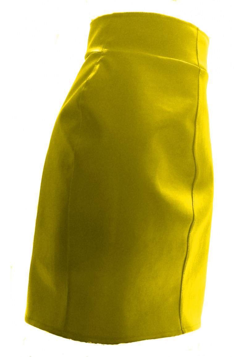 Yellow faux leather skirt produced in Germany -