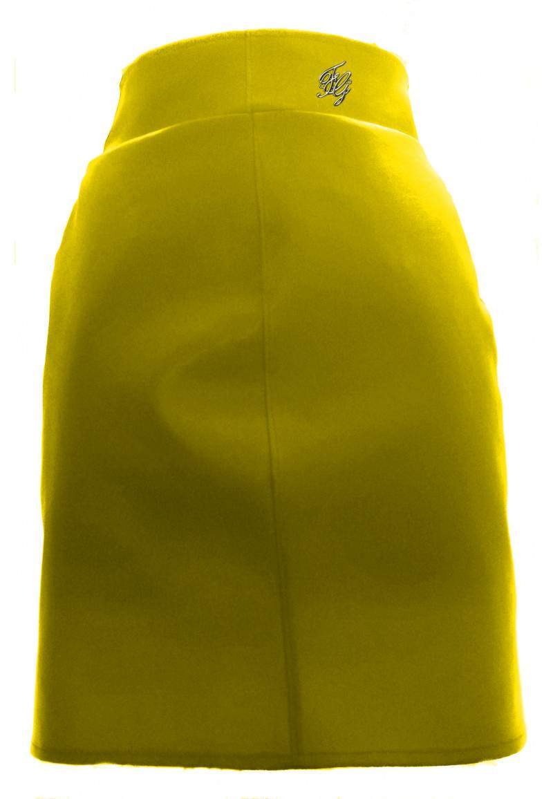 Yellow faux leather skirt produced in Germany -