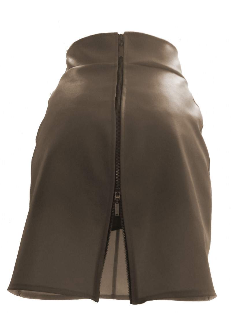 Brown faux leather skirt made in Germany -