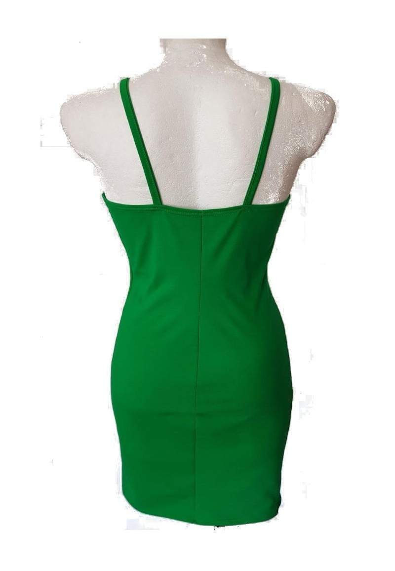 Green stretch cotton strap dress made in Germany -