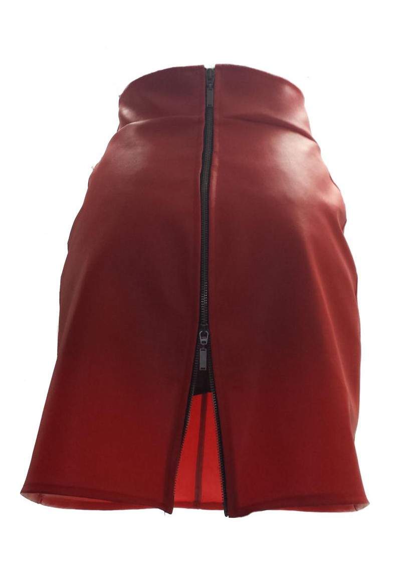 Red faux leather skirt produced in Germany -