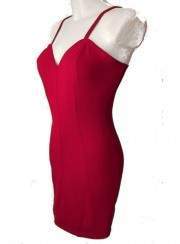 Rotes Stretch Baumwolle Trägerkleid Cockteilkleid Größe 34 - 52 - 