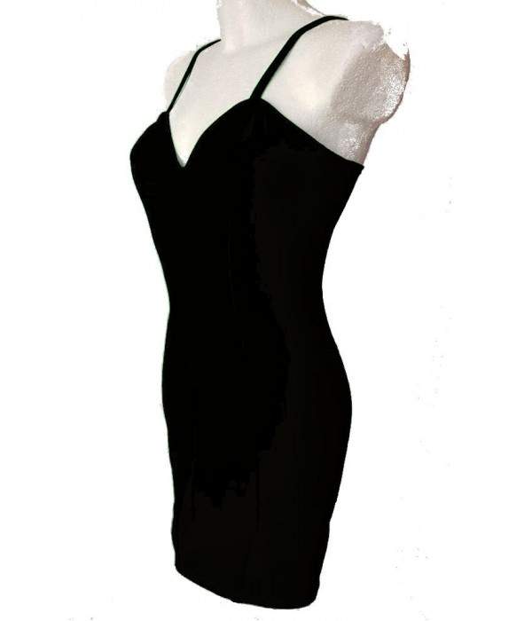The Little Black Stretch Cotton Strap Dress Cock Part Dress Size 34 - 52