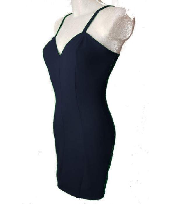 Vestido de tirantes de algodón azul Vestido de cóctel Parte Tallas 34 - 52