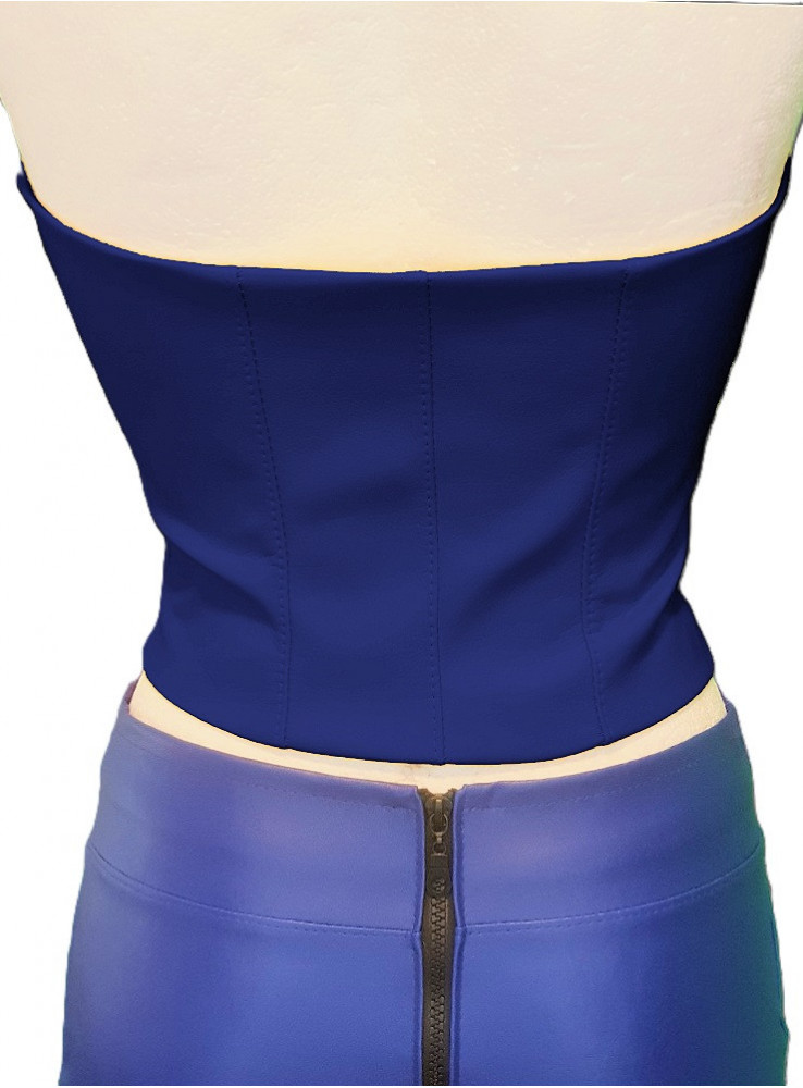 Corsage top PU leather blue and red from FGirth® Buy now - 