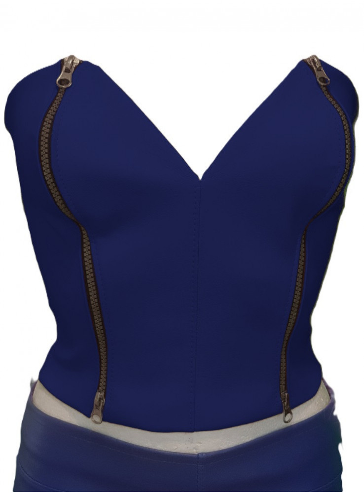 Corsage top PU leather blue and red from FGirth® Buy now - 