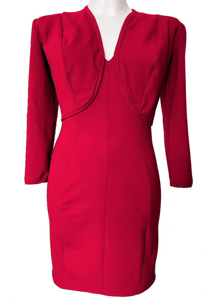 Red short jacket and shift dress made of cotton in Germany -